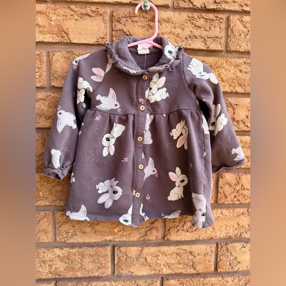 4/$25 • H&M Bunny Print Collared Button Down Sweater Dress‎